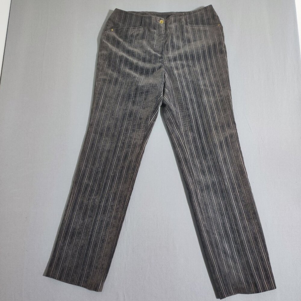 Abbie Mags corduroy pants women's size 12 brown stripes pattern straight leg